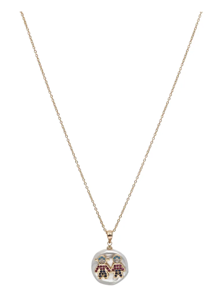 AD / CZ Pendant with Chain in Gold finish - CNB24181