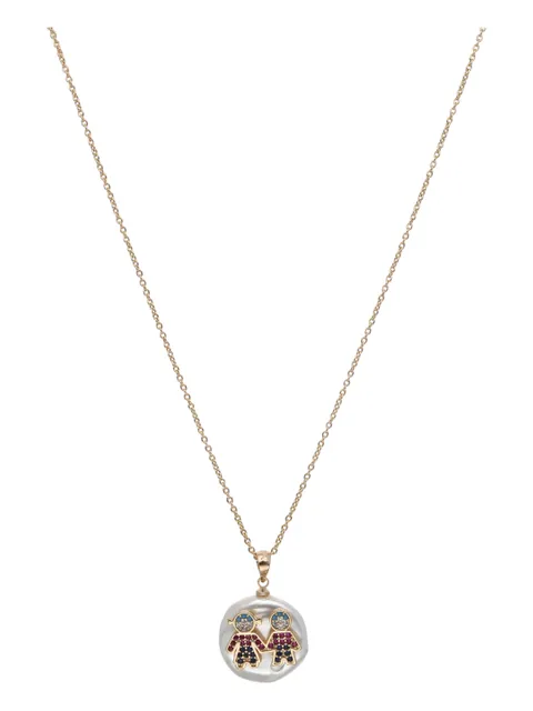 AD / CZ Pendant with Chain in Gold finish - CNB24181