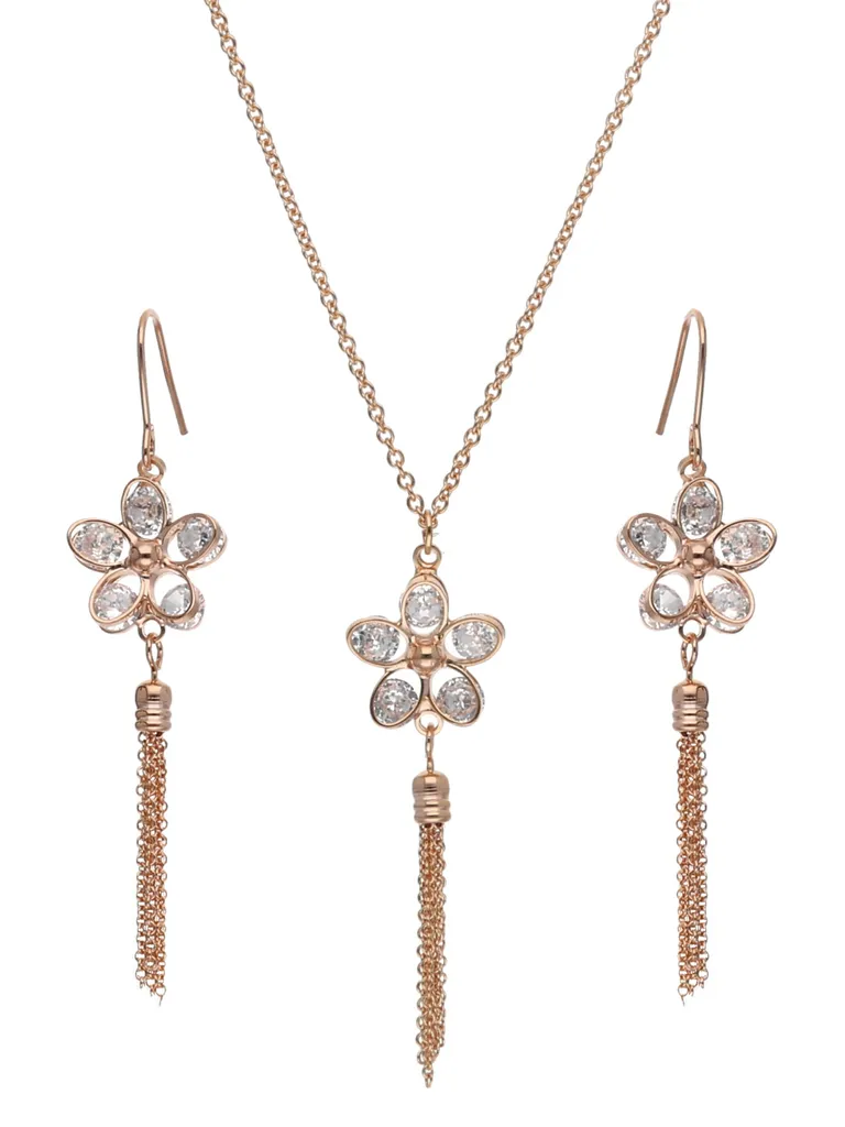 AD / CZ Pendant Set in Rose Gold finish - CNB24189
