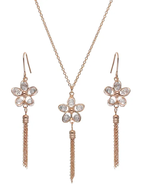 AD / CZ Pendant Set in Rose Gold finish - CNB24189