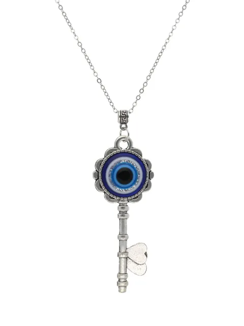 Evil Eye Pendant with Chain in Rhodium finish - CNB24334