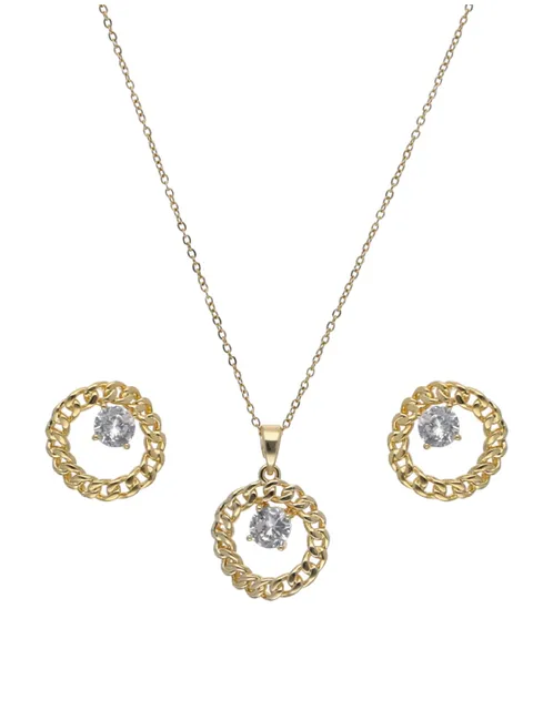 AD / CZ Pendant Set in Gold finish - CNB24200