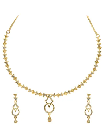 AD / CZ Necklace Set in Gold finish - RRM30104