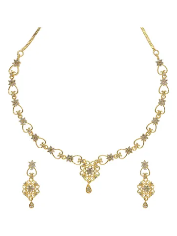AD / CZ Necklace Set in Gold finish - RRM30106