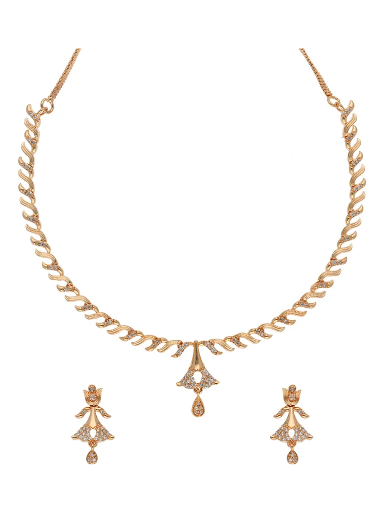 AD / CZ Necklace Set in Rose Gold finish - RRM30108