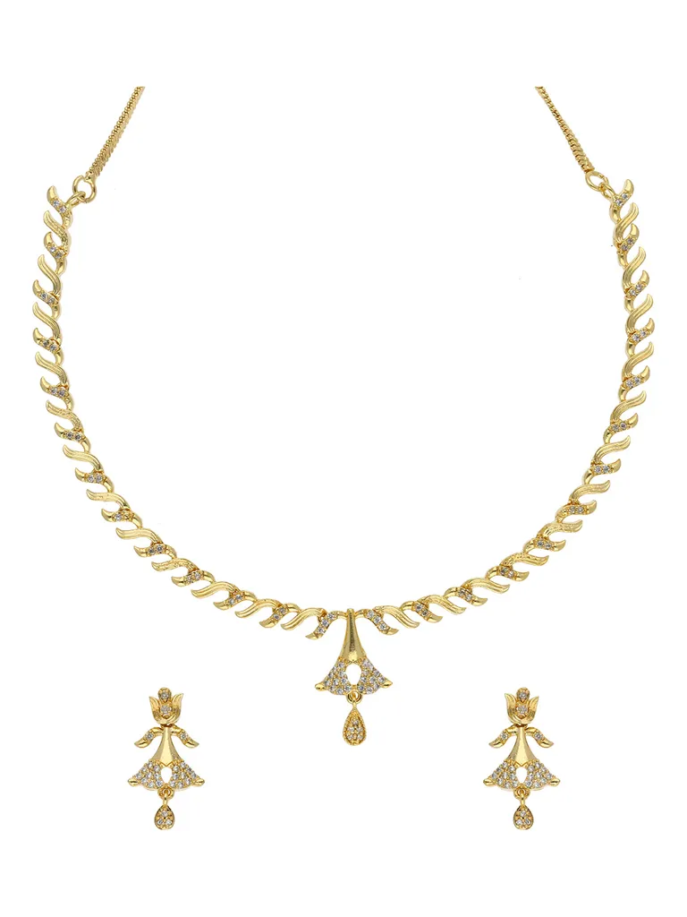 AD / CZ Necklace Set in Gold finish - RRM30108