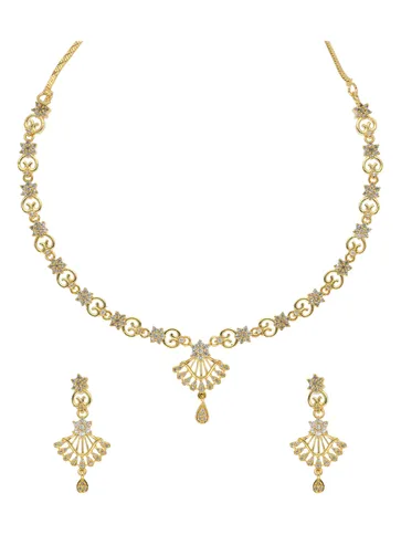 AD / CZ Necklace Set in Gold finish - RRM30115