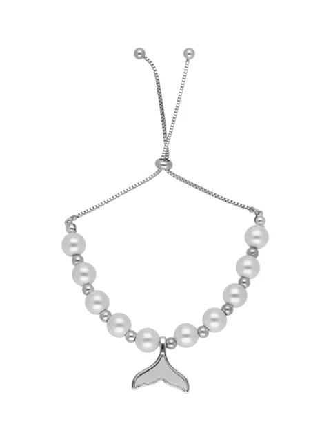 Pearl Loose / Link Bracelet in Rhodium finish with MOP - CNB25443