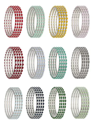 Crystal Bangles in assorted colors and pack of 12 - CNB3067