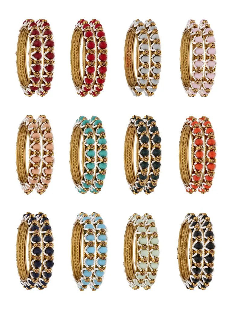 Crystal Bangles in Mehendi finish - CNB4135