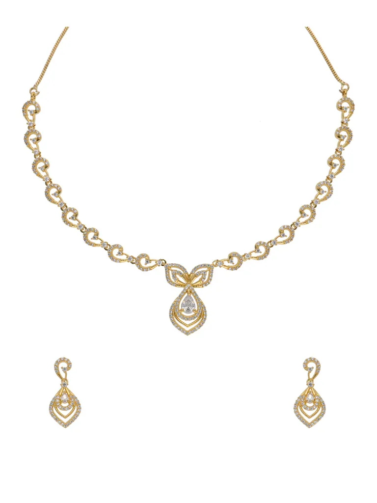AD / CZ Necklace Set in Gold finish - RRM60166