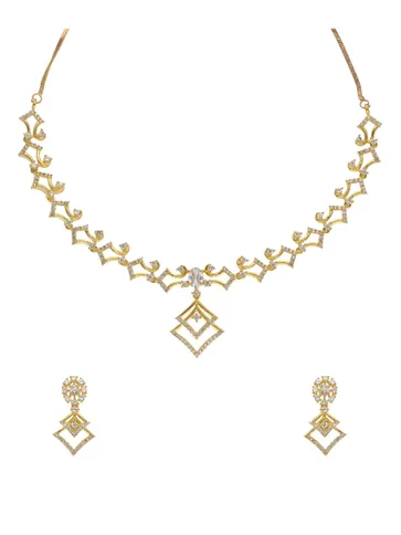 AD / CZ Necklace Set in Gold finish - RRM60102