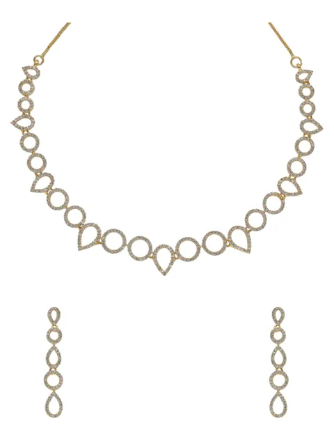 AD / CZ Necklace Set in Gold finish - RRM70151