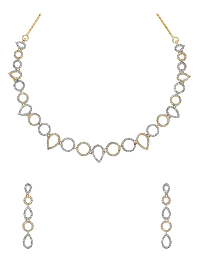 AD / CZ Necklace Set in Two Tone finish - RRM70151