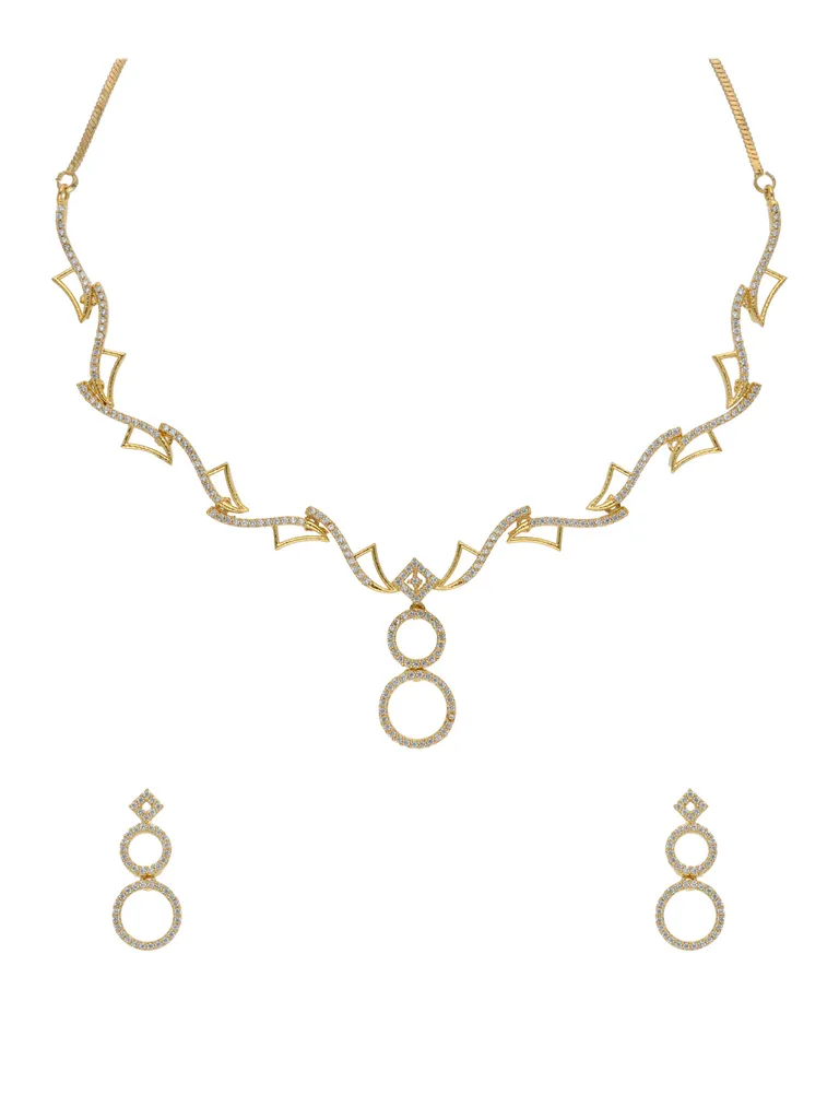 AD / CZ Necklace Set in Gold finish - RRM60107