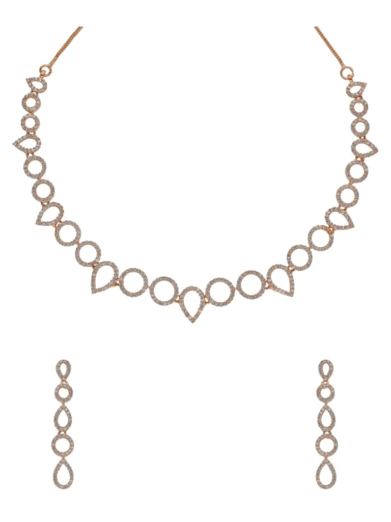 AD / CZ Necklace Set in Rose Gold finish - RRM70151