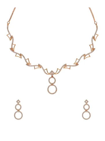 AD / CZ Necklace Set in Rose Gold finish - RRM60107