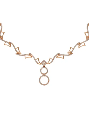 AD / CZ Necklace Set in Rose Gold finish - RRM60107
