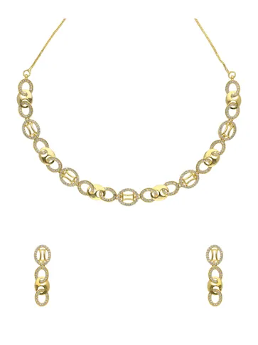 AD / CZ Necklace Set in Gold finish - RRM70144