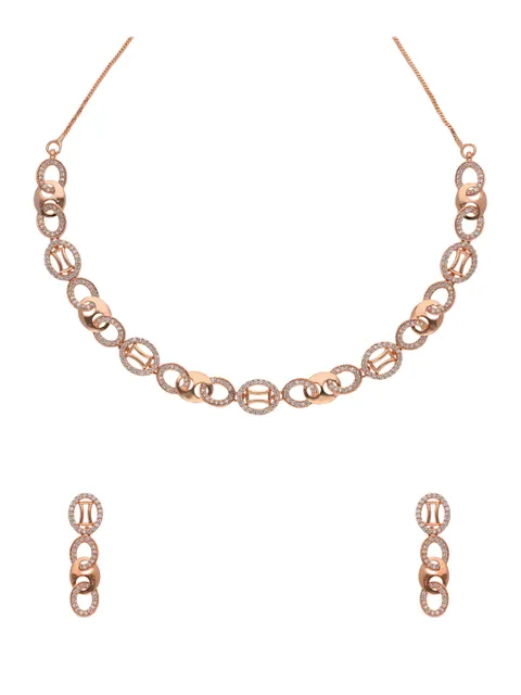 AD / CZ Necklace Set in Rose Gold finish - RRM70144