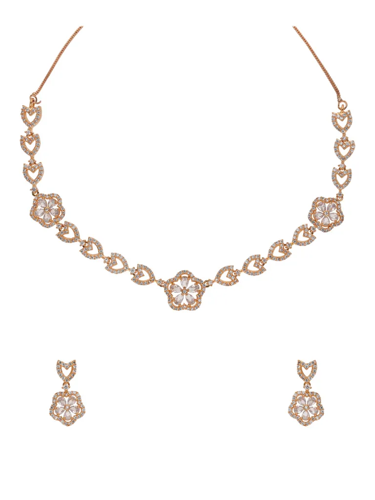 AD / CZ Necklace Set in Rose Gold finish - RRM60146