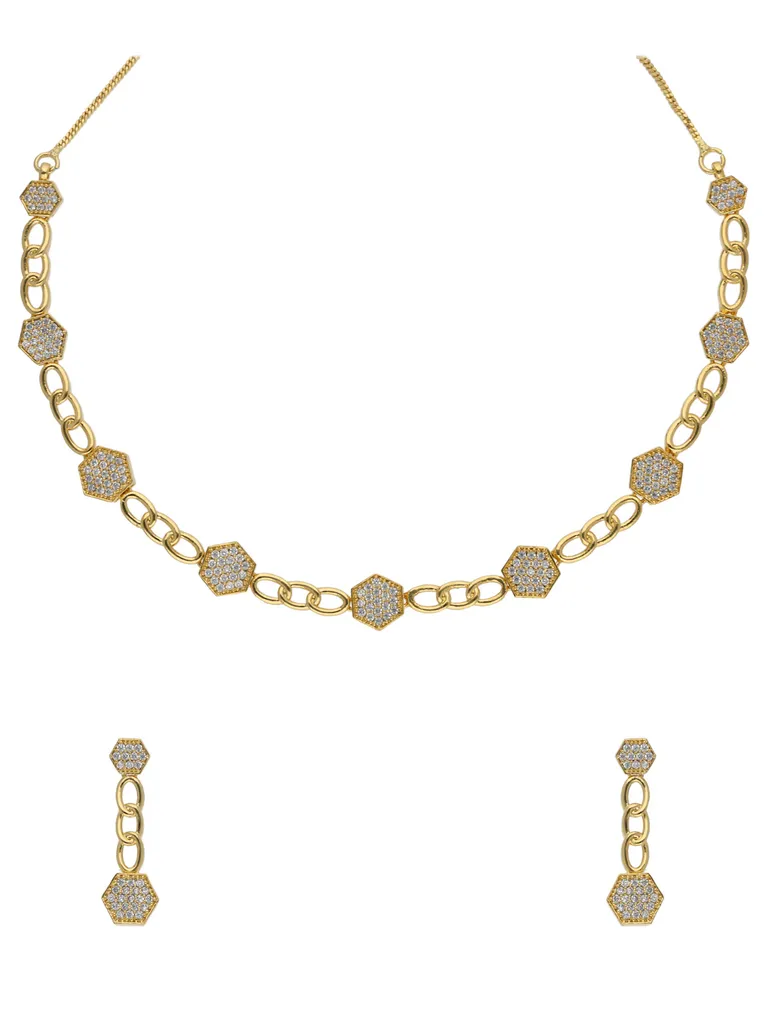 AD / CZ Necklace Set in Gold finish - RRM70149