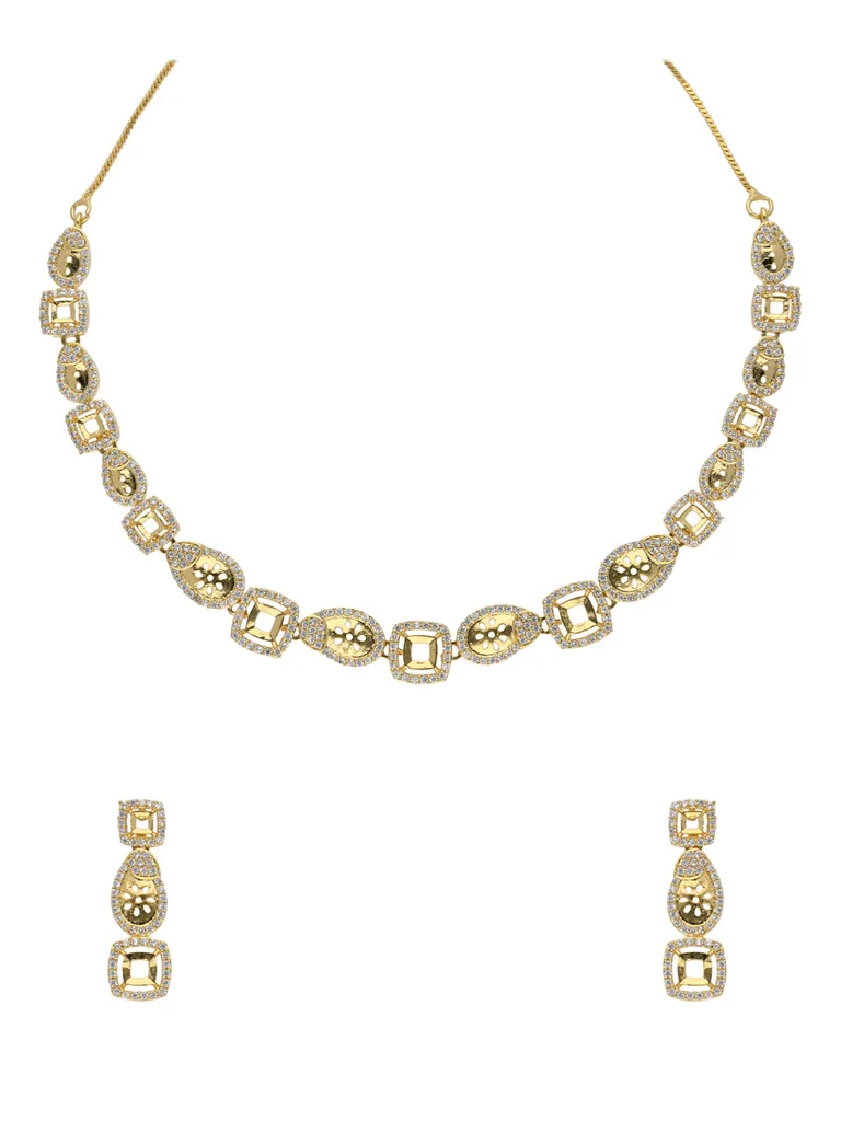 AD / CZ Necklace Set in Gold finish - RRM70142