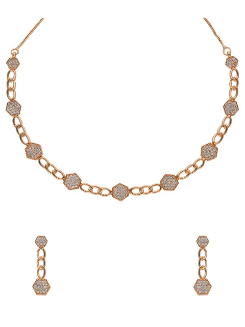 AD / CZ Necklace Set in Rose Gold finish - RRM70149