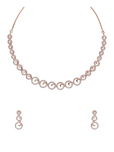 AD / CZ Necklace Set in Rose Gold finish - RRM60117