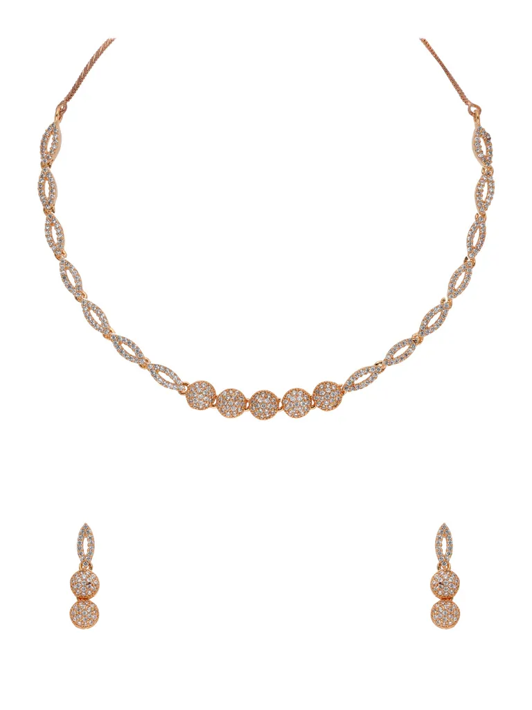 AD / CZ Necklace Set in Rose Gold finish - RRM60143