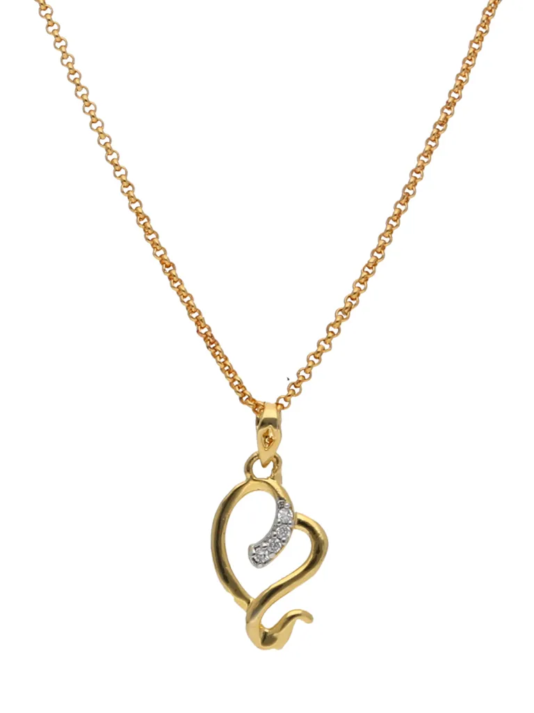 AD / CZ Heart Shape Pendant with Chain - CNB25984