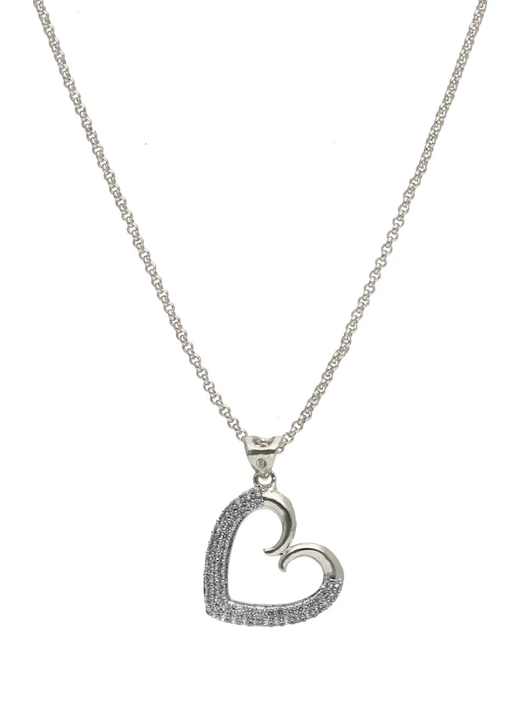 AD / CZ Heart Shape Pendant with Chain - CNB25997
