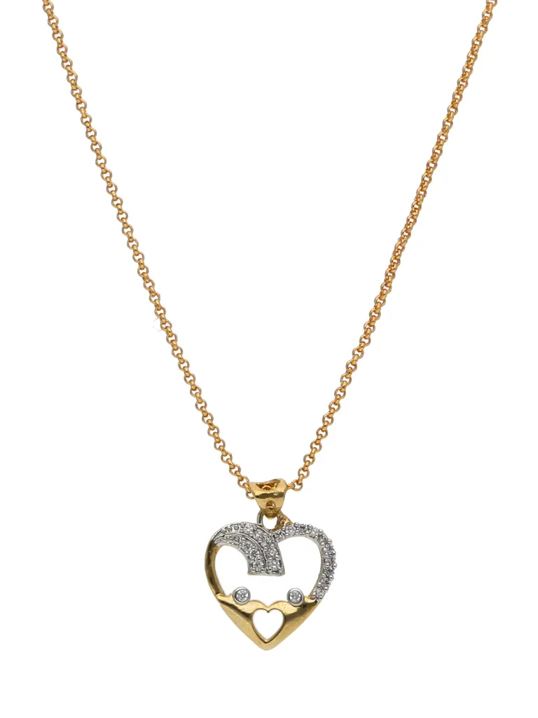 AD / CZ Heart Shape Pendant with Chain - CNB26007