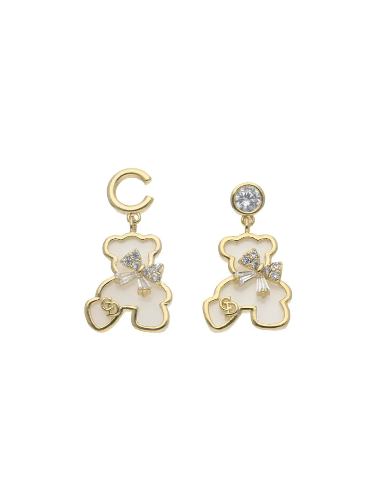 AD / CZ Dangler Earrings in Gold finish with MOP - CNB24854