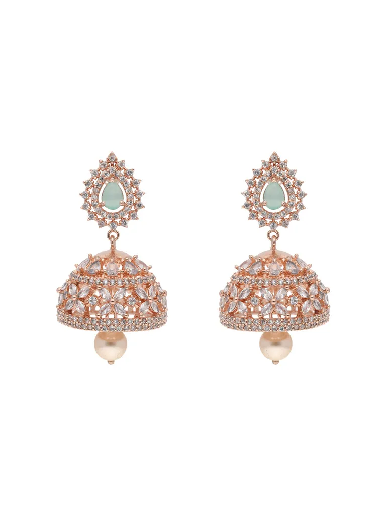 AD / CZ Jhumka Earrings in Rose Gold finish - CNB26149