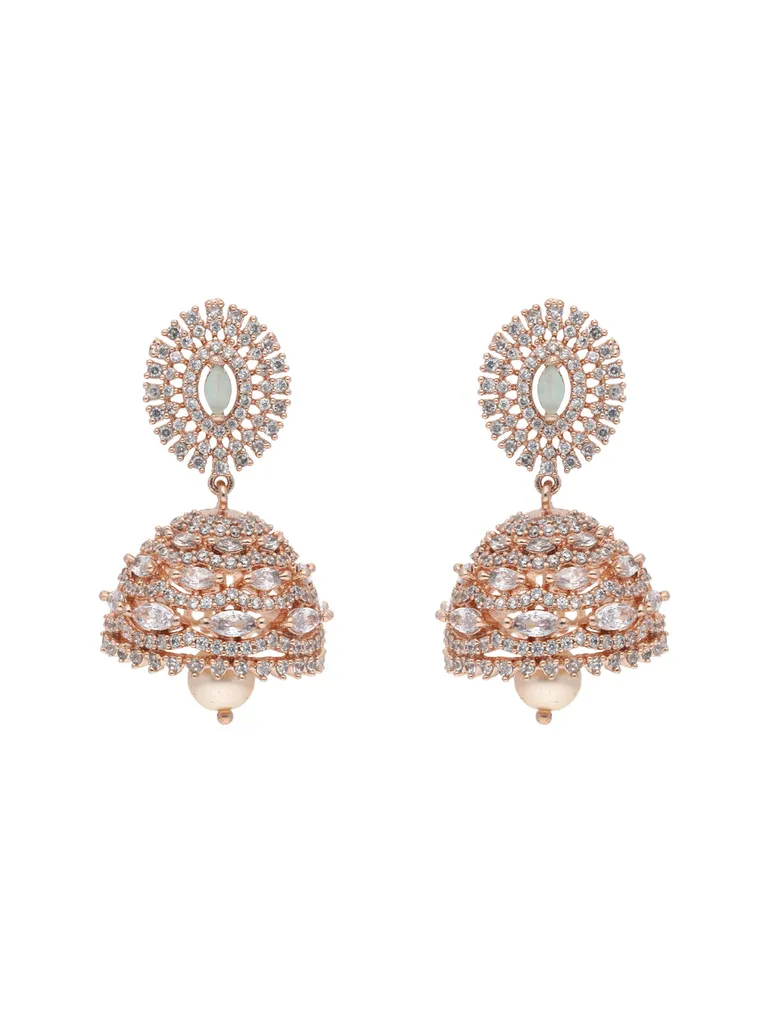 AD / CZ Jhumka Earrings in Rose Gold finish - CNB26153