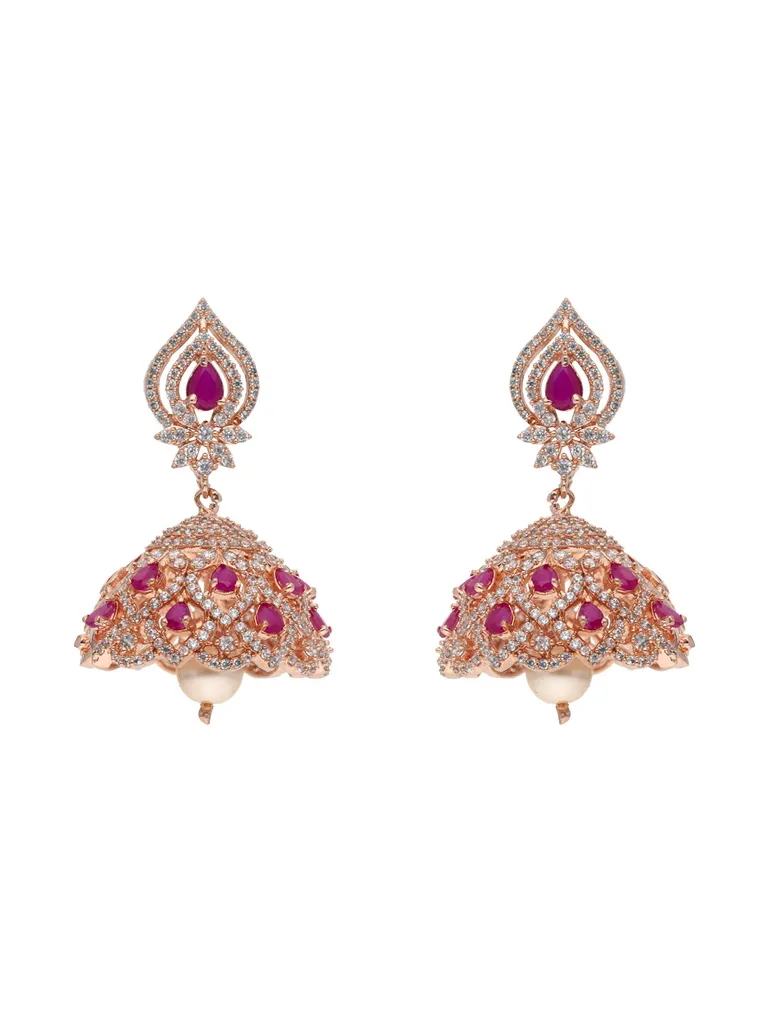 AD / CZ Jhumka Earrings in Rose Gold finish - CNB26157