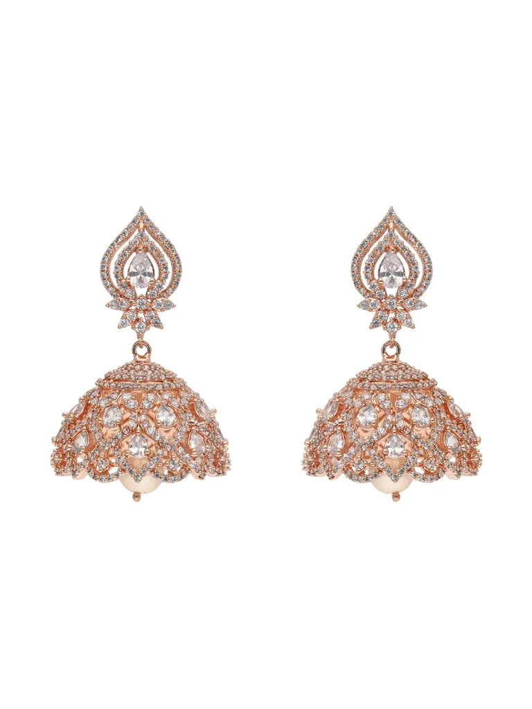 AD / CZ Jhumka Earrings in Rose Gold finish - CNB26157