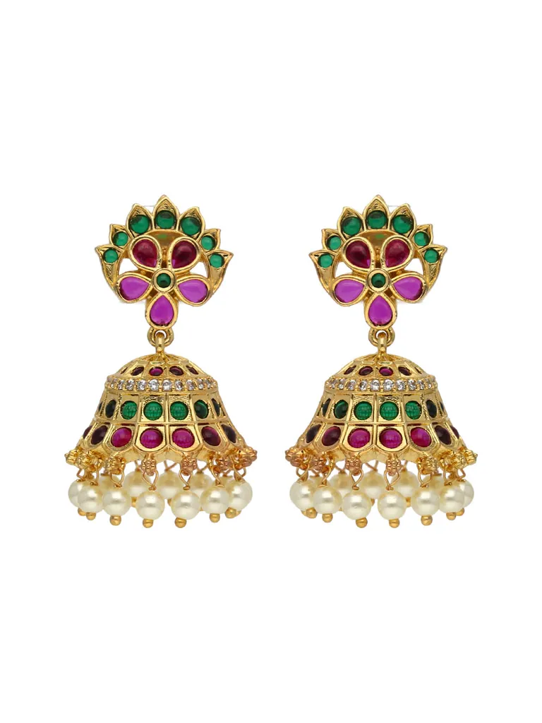 Traditional Jhumka Earrings in Gold finish - ABN37