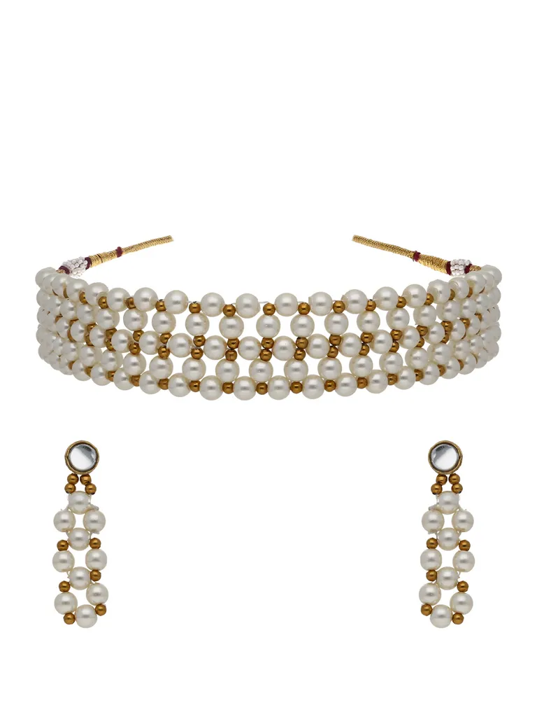 Pearls Choker Necklace Set in Gold finish - S1538