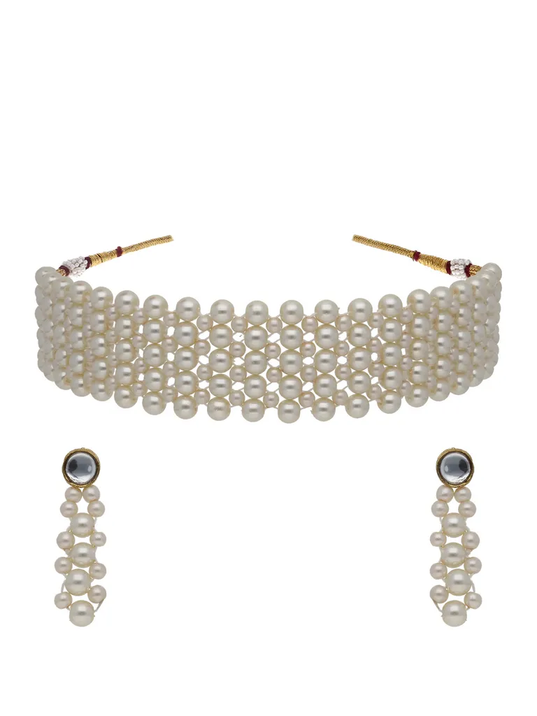 Pearls Choker Necklace Set in Gold finish - S1537
