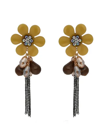 Floral Long Earrings in Gold finish - CNB26092