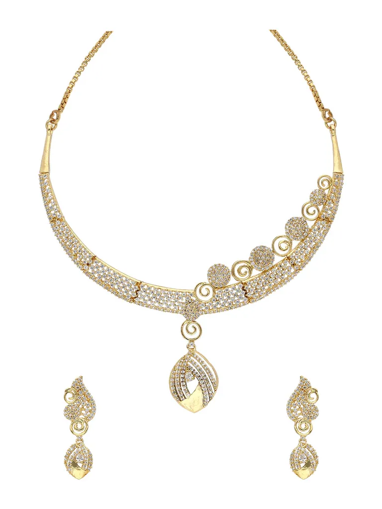 AD / CZ Necklace Set in Gold finish - ADN733