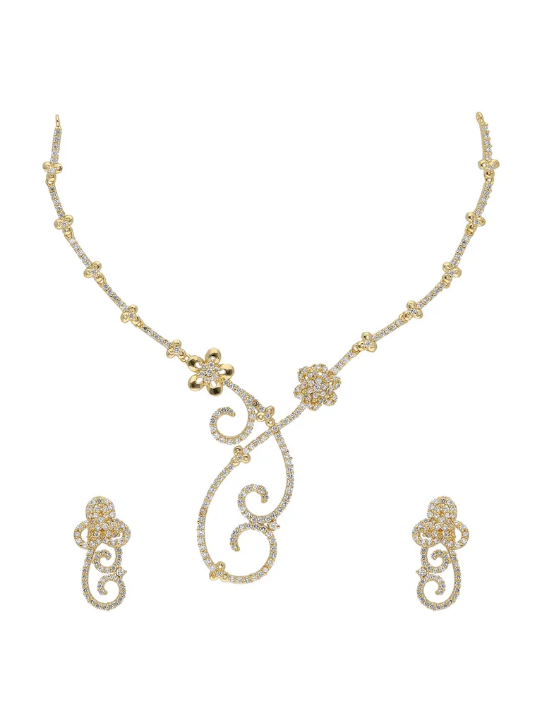 AD / CZ Necklace Set in Gold finish - SKH129