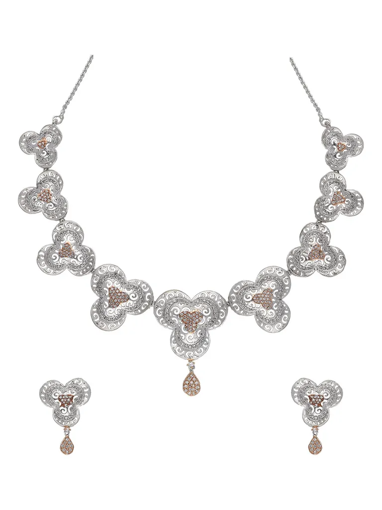 AD / CZ Necklace Set in Two Tone finish - ADN679