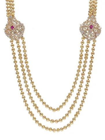 AD / CZ Long Necklace Set in Gold finish - SKH168