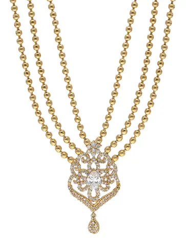 AD / CZ Long Necklace Set in Gold finish - SKH169