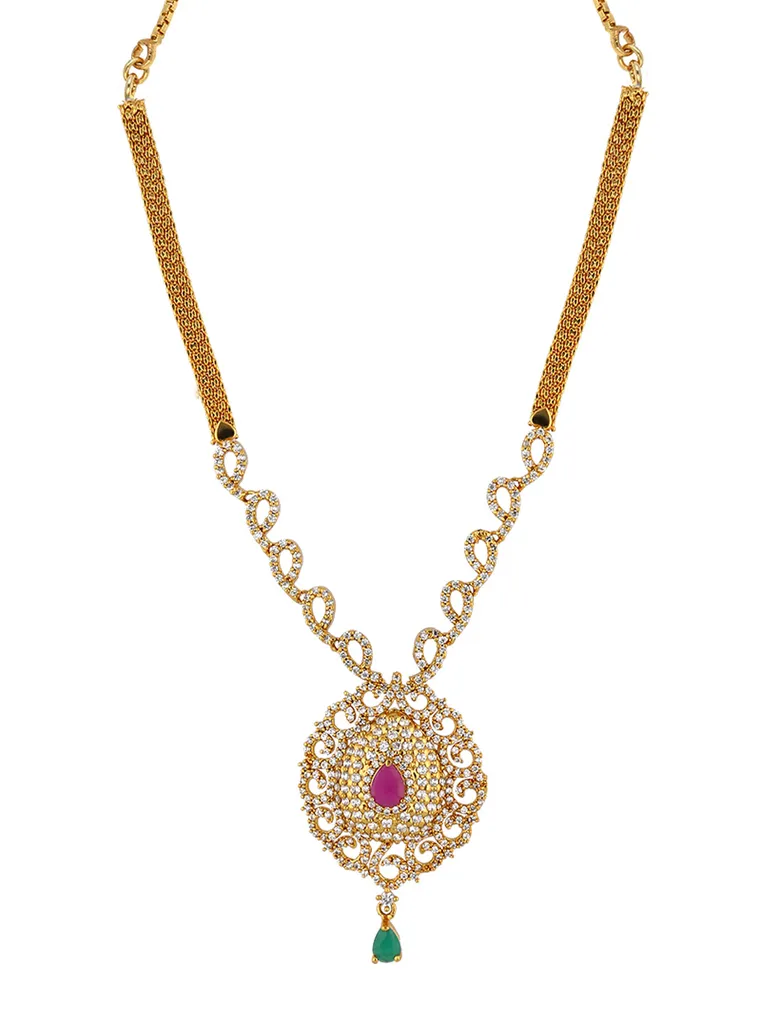AD / CZ Necklace in Gold finish - SKH139