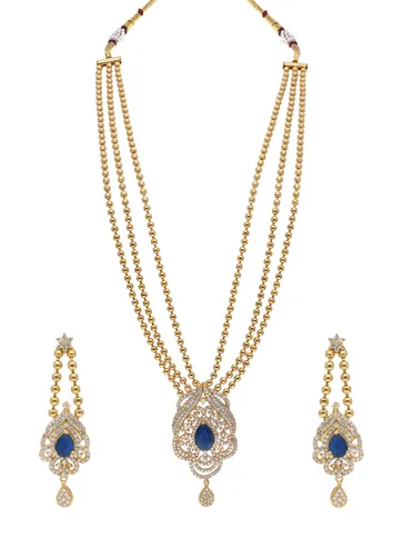 AD / CZ Long Necklace Set in Gold finish - SKH165