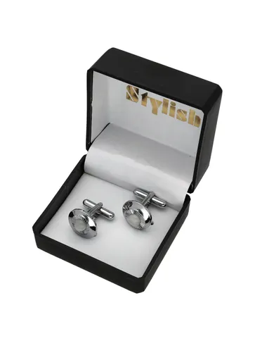 Cufflinks in White color and Rhodium finish - CNB27507